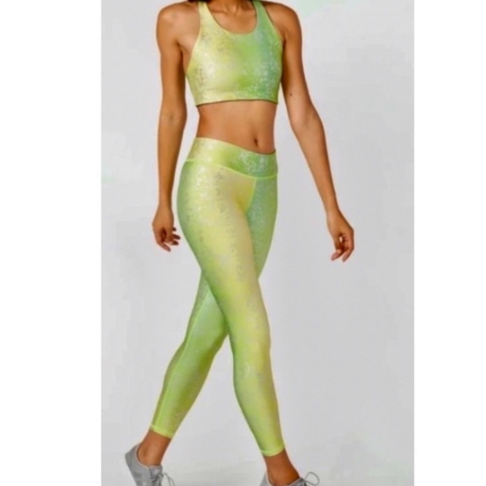Terez Balayage Pistachio Metallic Leggings.